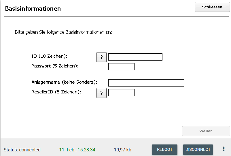 Systemregistrierung Schritt 2