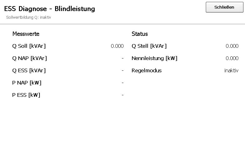 Blindleistung - ESS in der Loggeroberfläche