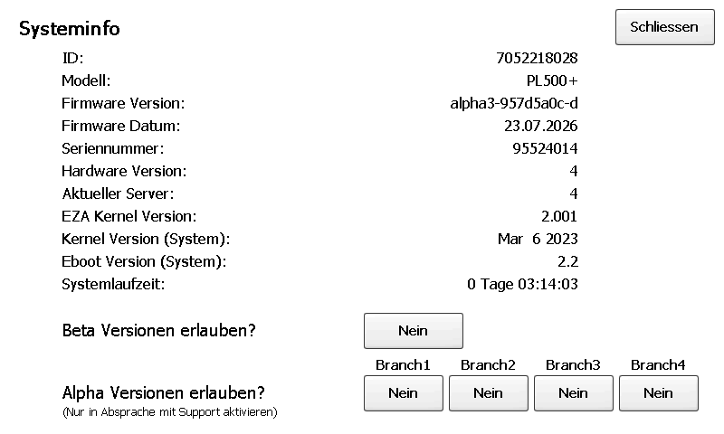 Info in der Loggeroberfläche