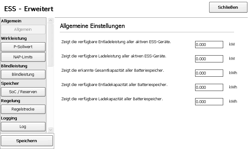 Erweitert - ESS in der Loggeroberfläche