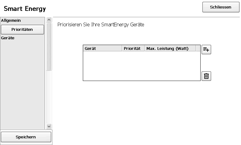 Smart Energy in der Loggeroberfläche